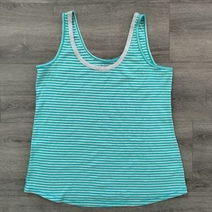 Lane Bryant Striped Tank Top Aqua Blue Silver Metallic Size 18/20 Stretchy